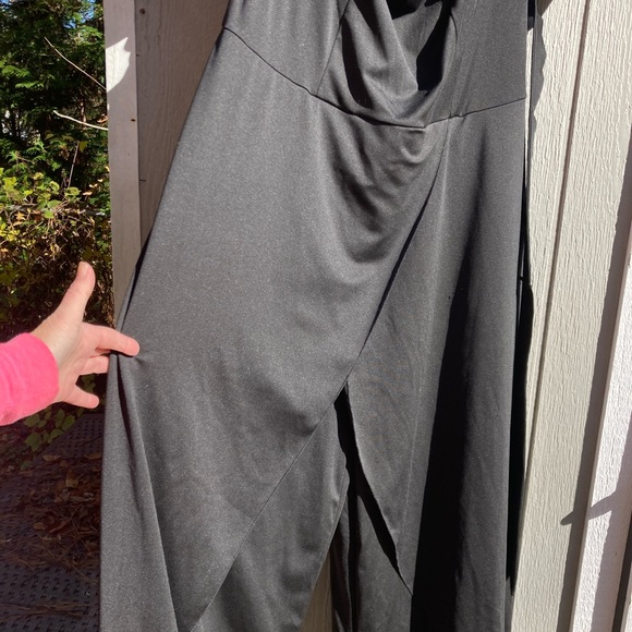 Black Split Flare Leg Off-The-Shoulder Halter/Waist Tie ElegantJumpsuit szXXL - Picture 4 of 10